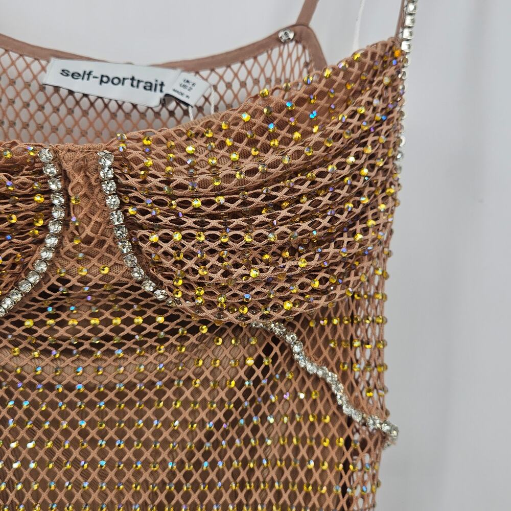 Self-Portrait Embellished Fishnet Maxi Dress‎ NEW US Size 2 / UK 6 - Picture 8 of 16